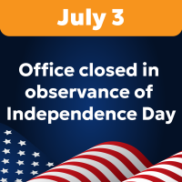 Office closed in observance of Independence Day