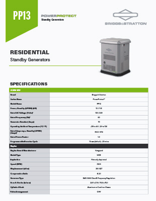 13 KW Power Protect Specifications