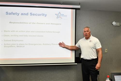 We also provide training for new business owners on safety and Security Topics