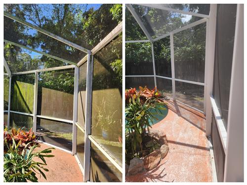 Pool enclosure cleaning