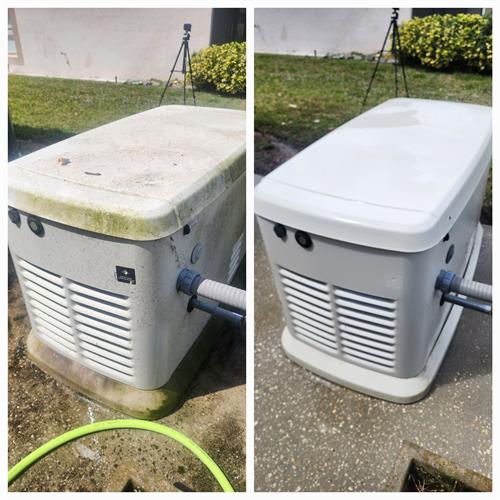 Soft washing of exterior generator