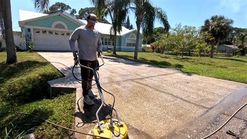 Driveway pressure washing