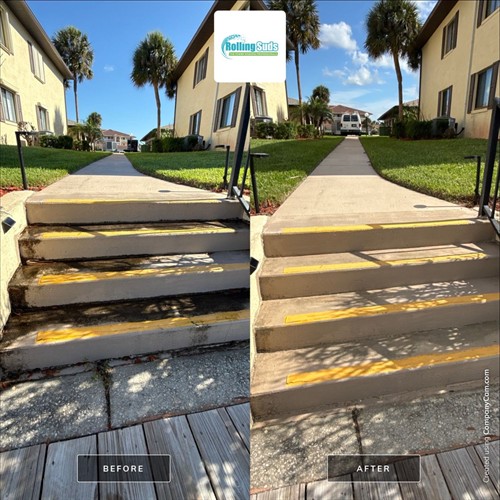 Concrete stair and walkway cleaning — apartment community, Brevard County