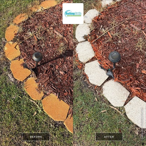 Rust stain removal — hardscape and stepping stones, Melbourne