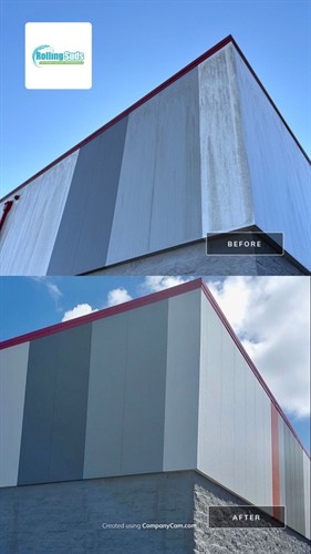 Metal siding soft wash — self-storage facility, Brevard County