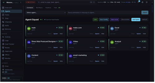 Mission control for 8 OpenClaw AI Agents