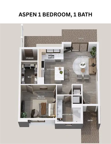 ?? Meet the Aspen! ??  Our 1-bedroom, 1-bathroom floor plan offers 801 sq. ft. of comfortable, modern living. Enjoy an open layout, beautiful finishes, and plenty of space to make it your own. ???