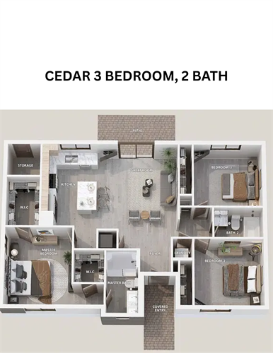 ??  Meet the Cedar!??    Our 3-bedroom, 2-bathroom floor plan offers 1,271 sq. ft. of spacious, comfortable living. Enjoy an open layout, modern finishes, and plenty of room for everyone to feel at home. ??