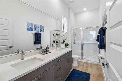 Start and end your day in comfort with our spacious primary bathrooms, featuring a double-sink vanity for extra space and convenience. ????