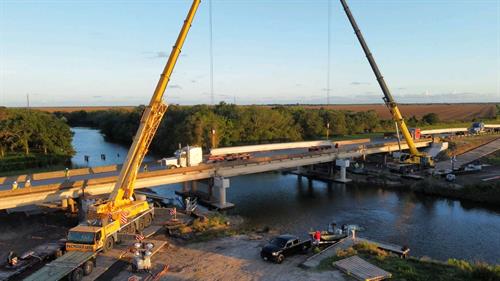 One of our bridge crews setting beams over the bayou