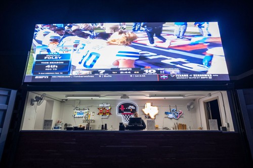 Patio bar with large LED screen