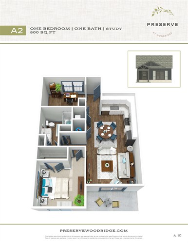 1 Bedroom/Den 800 Sq. Ft. (A2)