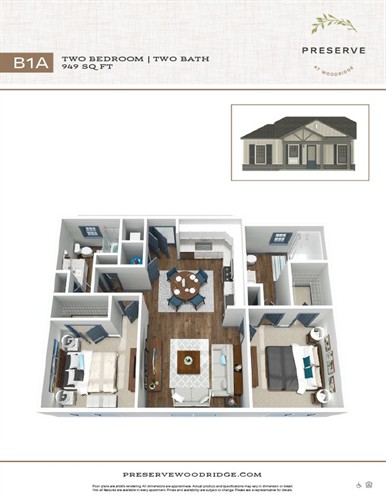 Our Smaller but Spacious 2 Bedroom Floorplan (B1)