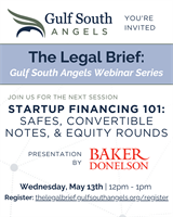 Gulf South Angels & Baker Donelson Present Free ''Startup Financing 101''