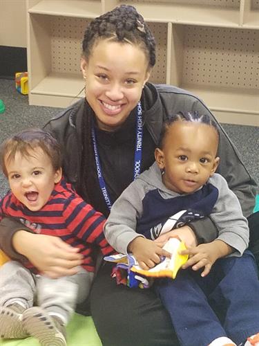 One of our Trinity interns enjoying her position at Marymount Child Care center.