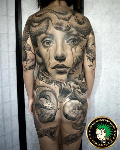 Medusa full back piece by Ms. Ting