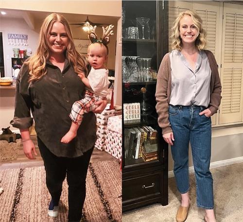 Samantha... 80 lbs lost. From size 18 to size 8 in 9 months.