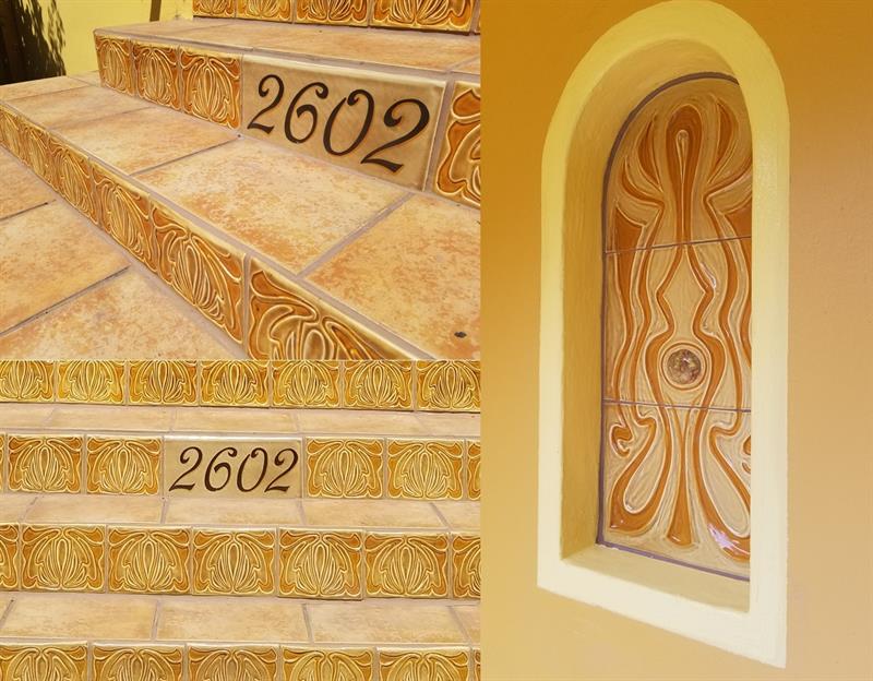 Deco stair risers and coordinating niche Deco stair risers and coordinating niche