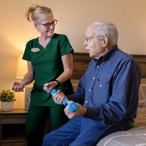 Supporting safe participation in therapist-prescribed exercises to maintain strength, mobility, and independence at home.