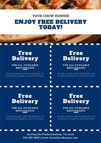 Free delivery on your first order.