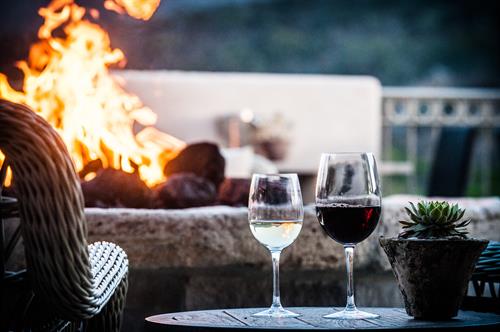 Fire pit and wine 