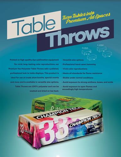 Have a Trade Show to go to? Let Dragon Printing help you get event ready with custom printed Table Throws!