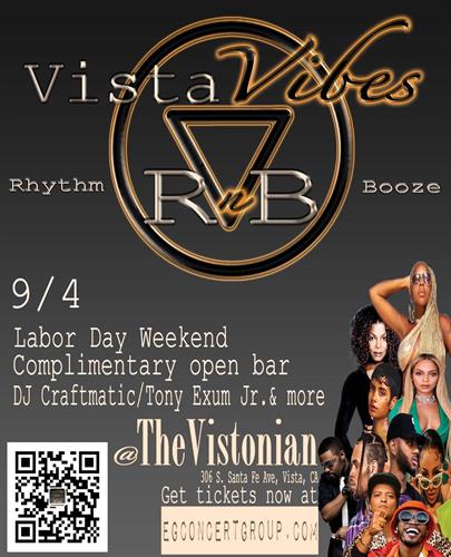 Vista Vibes Rhythm n Booze, Sunday Sept 4th 3-7pm, The Visonian 306 S Santa Fe Ave