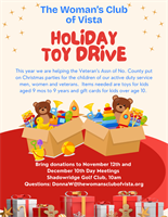 Woman's Club of Vista November Meeting Spotlighting Veterans