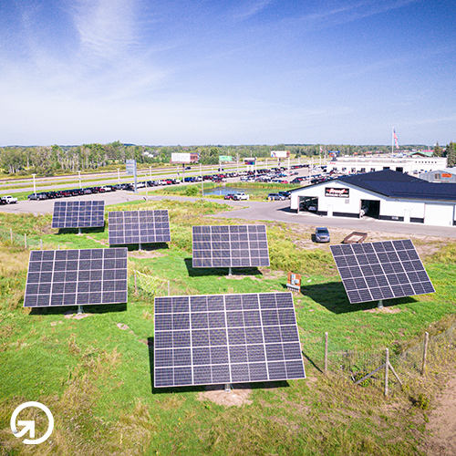 Unproductive ground space can be made productive with solar arrays.