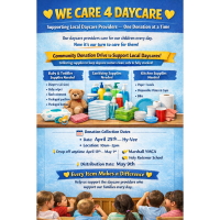 We Care 4 Daycare: Donation Collection Event