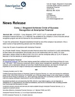Corey J. Skogrand Achieves Circle of Success Recognition at Ameriprise Financial