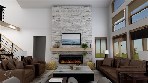 Stunning Windows and Fireplace Design