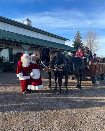 The horse drawn wagon rides with Santa & Mrs. Claus during our Christmas season. 