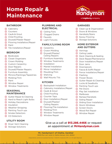 Home Repair and Maintenance Checklist