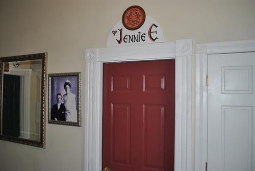 Jennie E entrance door on first level just in from exterior front door entrance. 