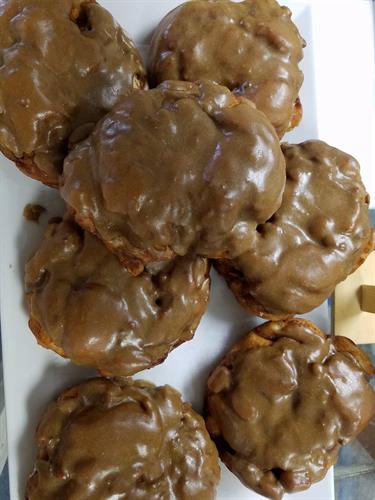 Oh yum maple frosted apple fritters