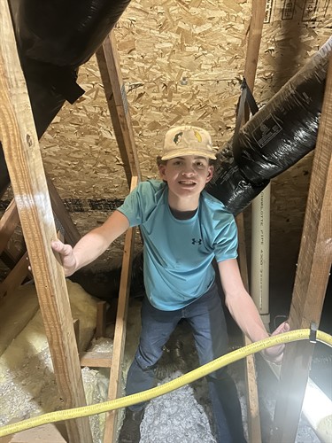 Real estate repairs with my favorite helpers—learning early that duct tape is not the solution for everything. ????