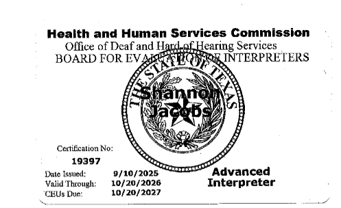 TX BEI Advanced Certification