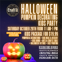 Craft'd Plainfield Pumpkin Decorating Halloween Party - Saturday October 28th from 11 AM - 1 PM