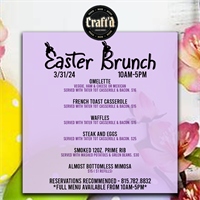 Craft'd Plainfield Easter Brunch - Sunday March 31st from 10 AM - 5 PM