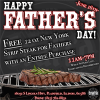 Father's Day Sunday - Free Steak at Craft'd with Entrée Purchase