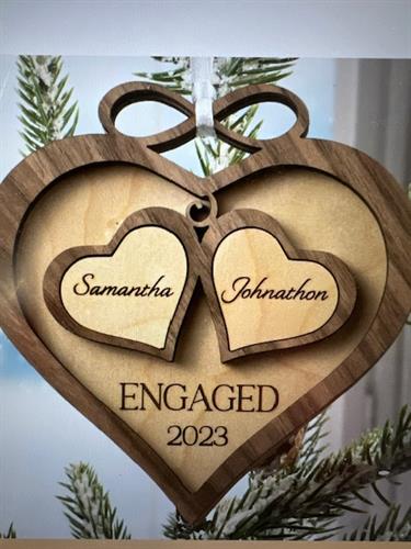 Engaged Ornament with names and date - Personalized - also available in other styles