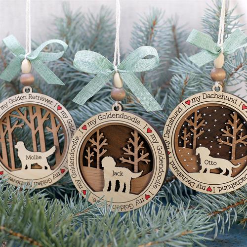 I Love My Dog Ornaments - Personalized with over 250 breeds
