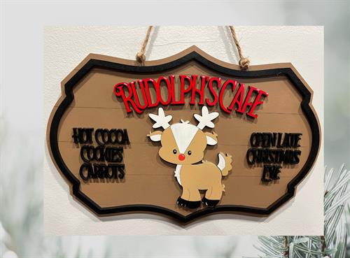 Rudolph's Cafe Christmas Sign