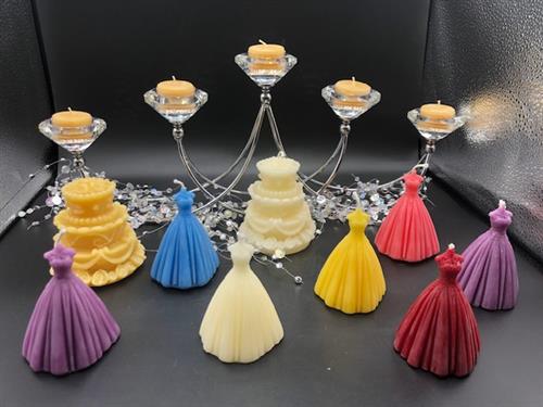 Wedding Dress Beeswax Candles - custom orders available to match your wedding colors