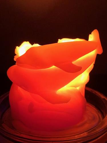 Whale Beeswax Candle while burning