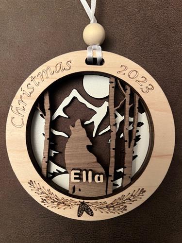 Wolf Ornament - Personalized