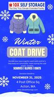 Coat Drive through November 30th at Acton 10x Self Storage