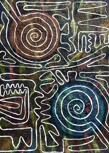 Infinite, 30 x 40 Mixed media acrylic/raffia gallery wrap canvas, Certificate of Authenticity included