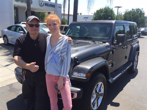 Another Happy Customer, Gigi, who drove down from LA to take delivery of her new 2018 Jeep Wrangler Unlimited Sahara!